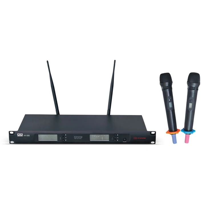 UHF Metal Cordless Mic 2 Handheld Mics Long Distance Fixed Frequency Wireless Microphone System