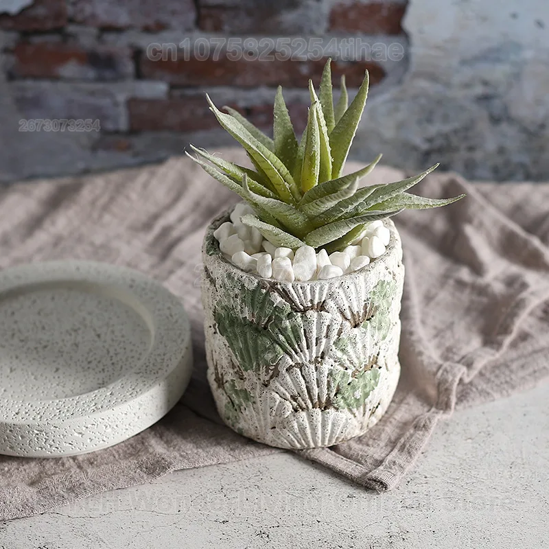 Shell Cement Flowerpot Nordic Succulent Planting Pots Propagation Stations for Home Gardening Decoration Planting Accessories