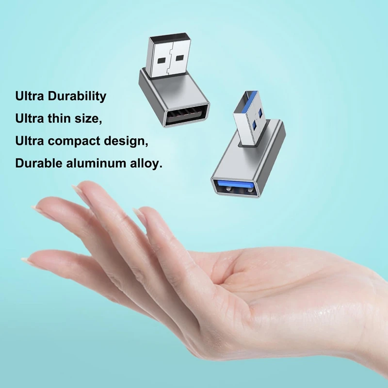 4PCS USB 3.0 Adapter Up And Down Angle, Left And Right Angle USB A Male To Female Converter Extender For PC, Laptop