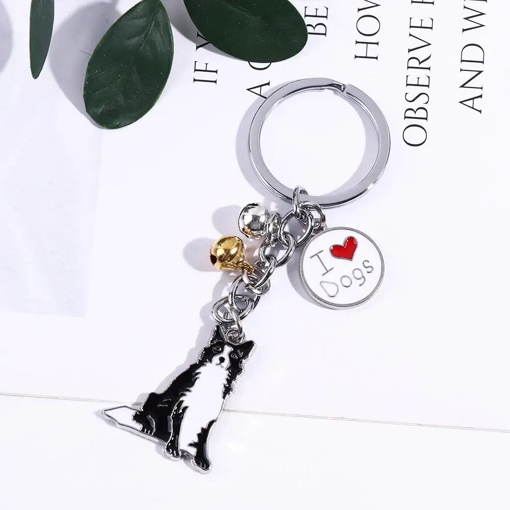 Women Lover Gift Animal Bell Husky Golden Retriever Enamel Pet Keychain Dog Pendant Dog Keychain Pet Keyring