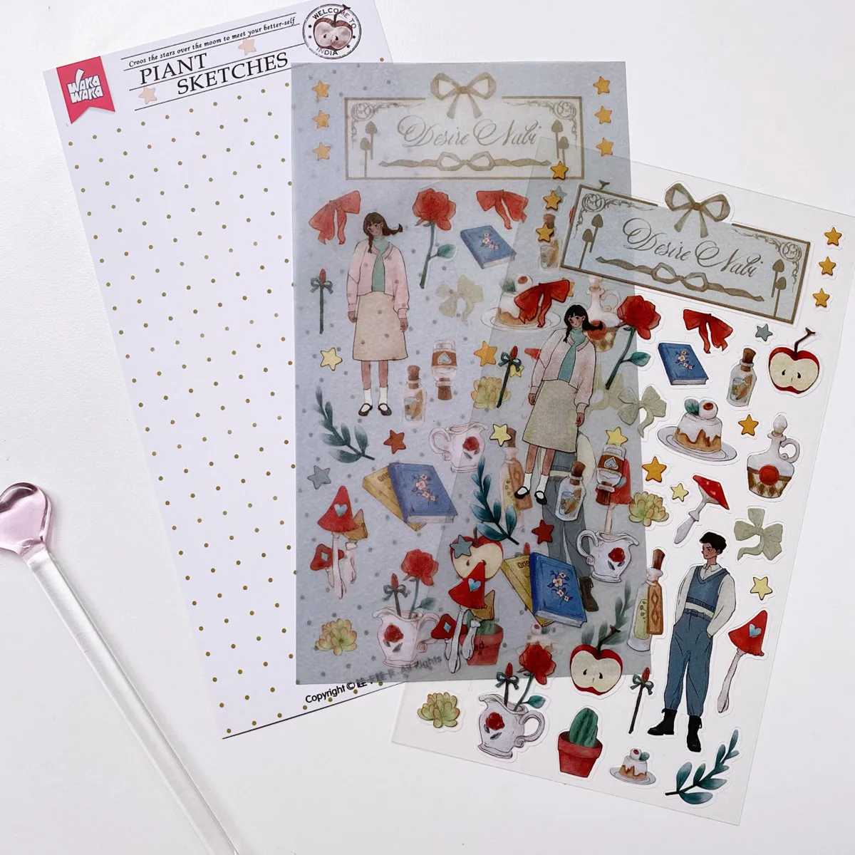 Scrapbooking Stickers 2Pc Washi&PET Sticker for Stationery Character Sticker Deco Sticker Diy Arts Crafts Album Journal Planner