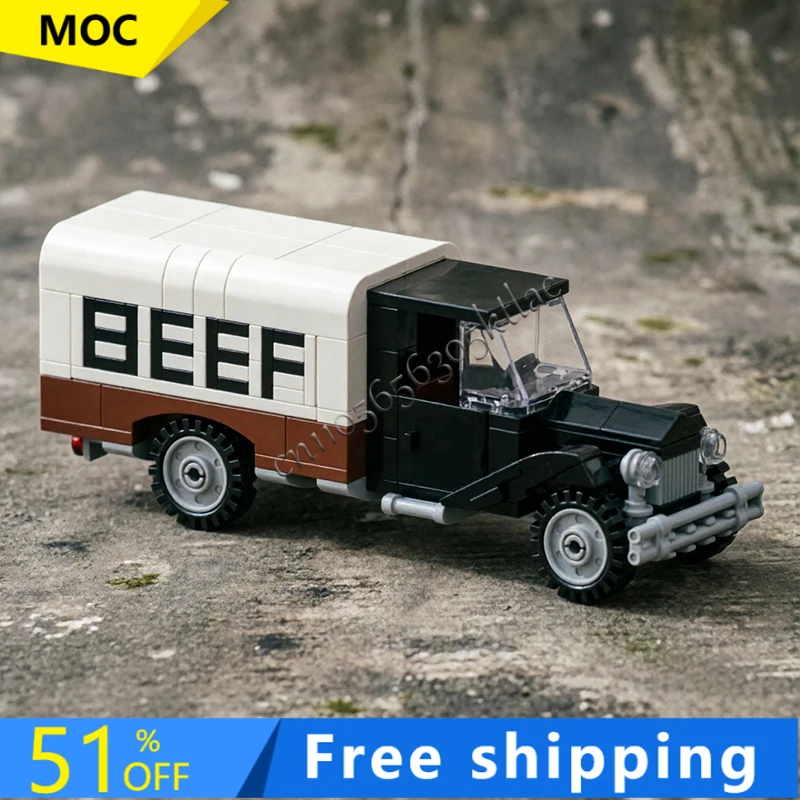 

New MOC City Engineering Vintage Beef Truck Model Technology Building Blocks DIY Creative Children Toy Educational Birthday Gift