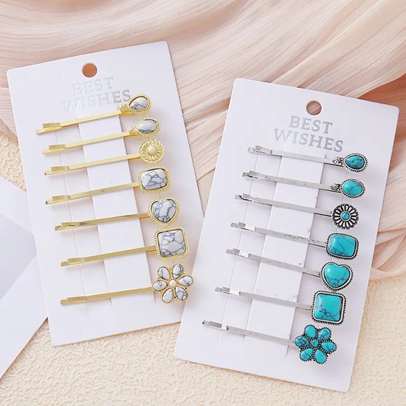 

Noble Retro Turquoise Hairpins Set Women Girls Gift Bangs Hair Clips Bobby Pins Accessories Hairgrip Headwear Headdress Ornament