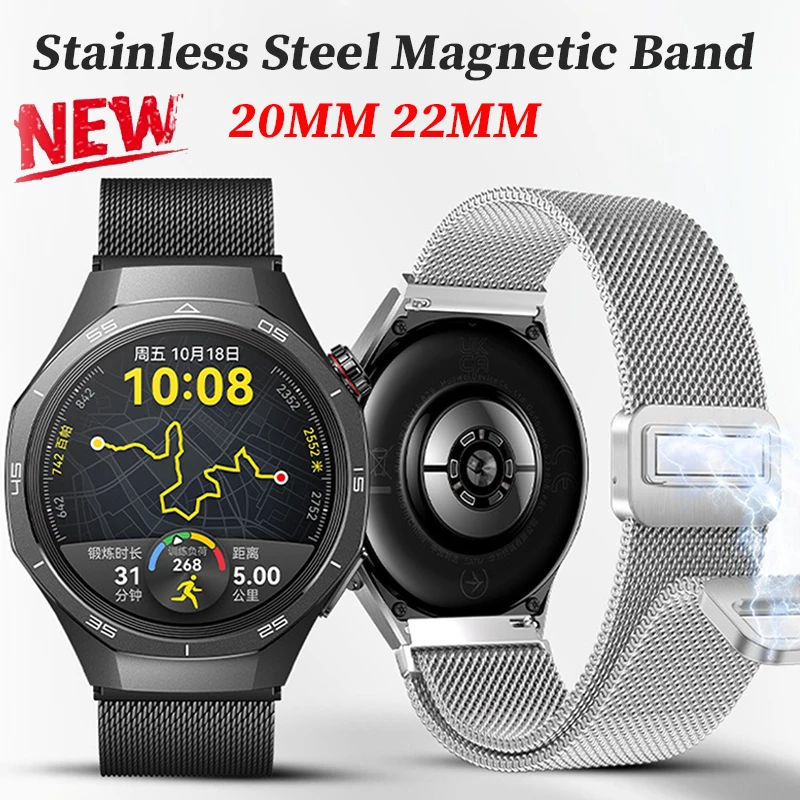 

20 22mm Magnetic Band for Samsung Galaxy Watch 7 6 5 4 40/44mm Stainless Steel Strap for Huawei Watch GT6 5 5Pro 4 4Pro GT3 46mm