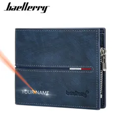 Free Name Engraving Men Wallets Big Capacity Card Bag New Short Male Purses Coin Pocket Card Holder Classic Men's Money Clips