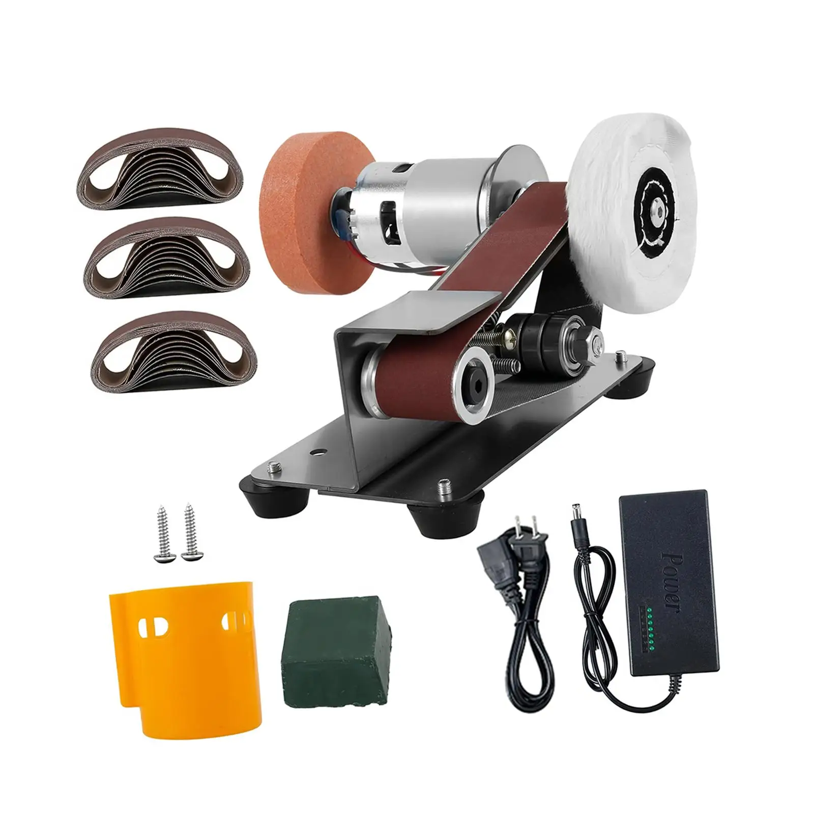 

Mini Belt Sander Mini Premium Low Noise Table Polisher Buffer Handcraft System Polishing Grinding Machine for Metal Working DIY