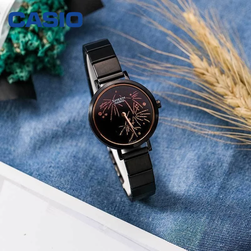 SHE-C130 Casio Women Watch Firework Pattern Dial Scratch Resistant Sapphire Glass 50Bar Water Resistant Fashion Ladies Watch