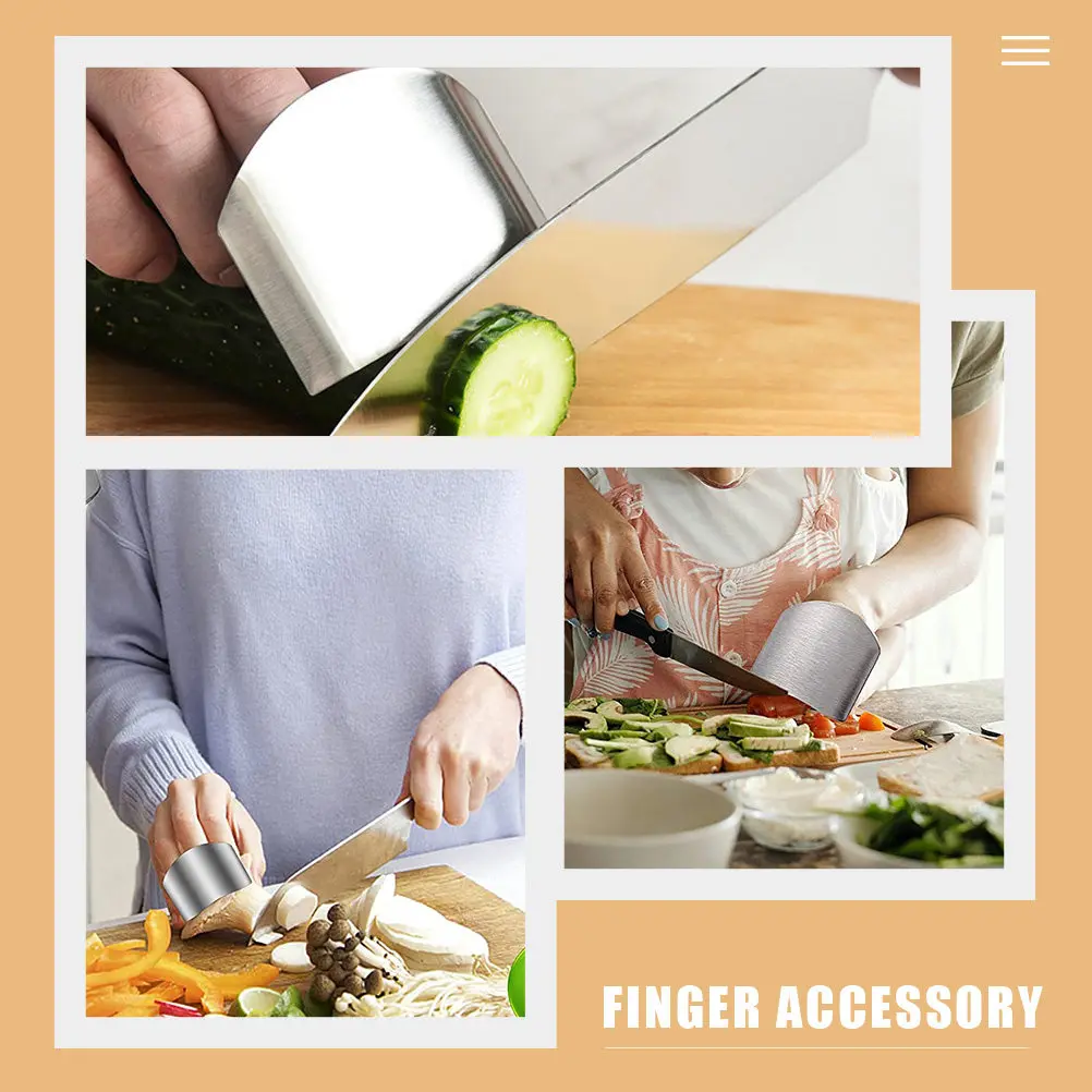 8Pcs Kitchen Finger Protectors Stainless Steel Hand Guards Safe Cutting Chopping Dicing Food Protector Kitchen
