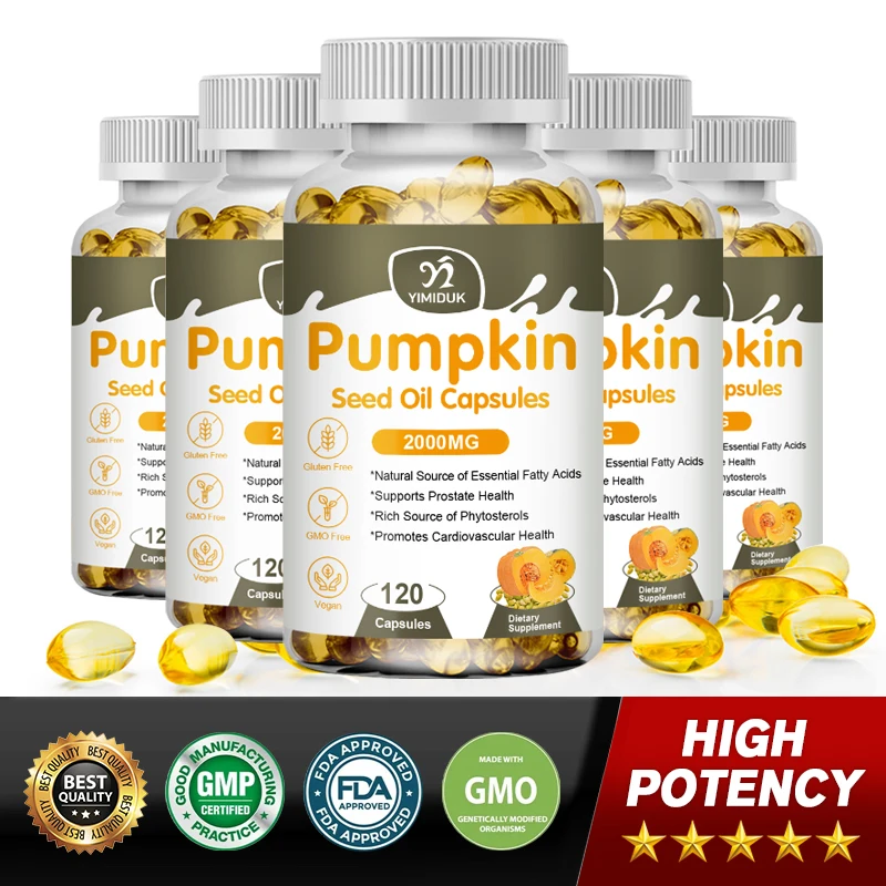 Pumpkin Seed Oil Capsules Essential Fatty Acids Supports Prostate Urinary Tract Promotes Cardiovascular Health