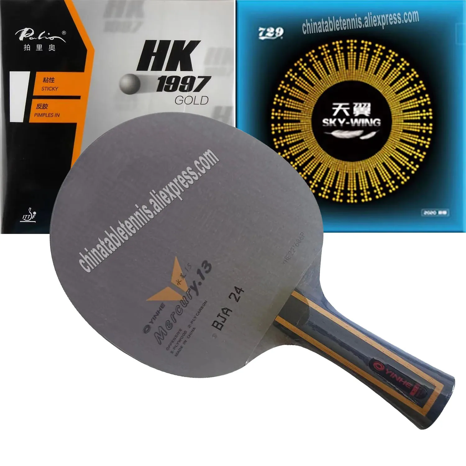 

Yinhe Mercury.13 Y-13 Y13 Y 13 table tennis blade with Palio HK1997 GOLD and 729 Sky-Wing Ping Pong Rubber With Sponge