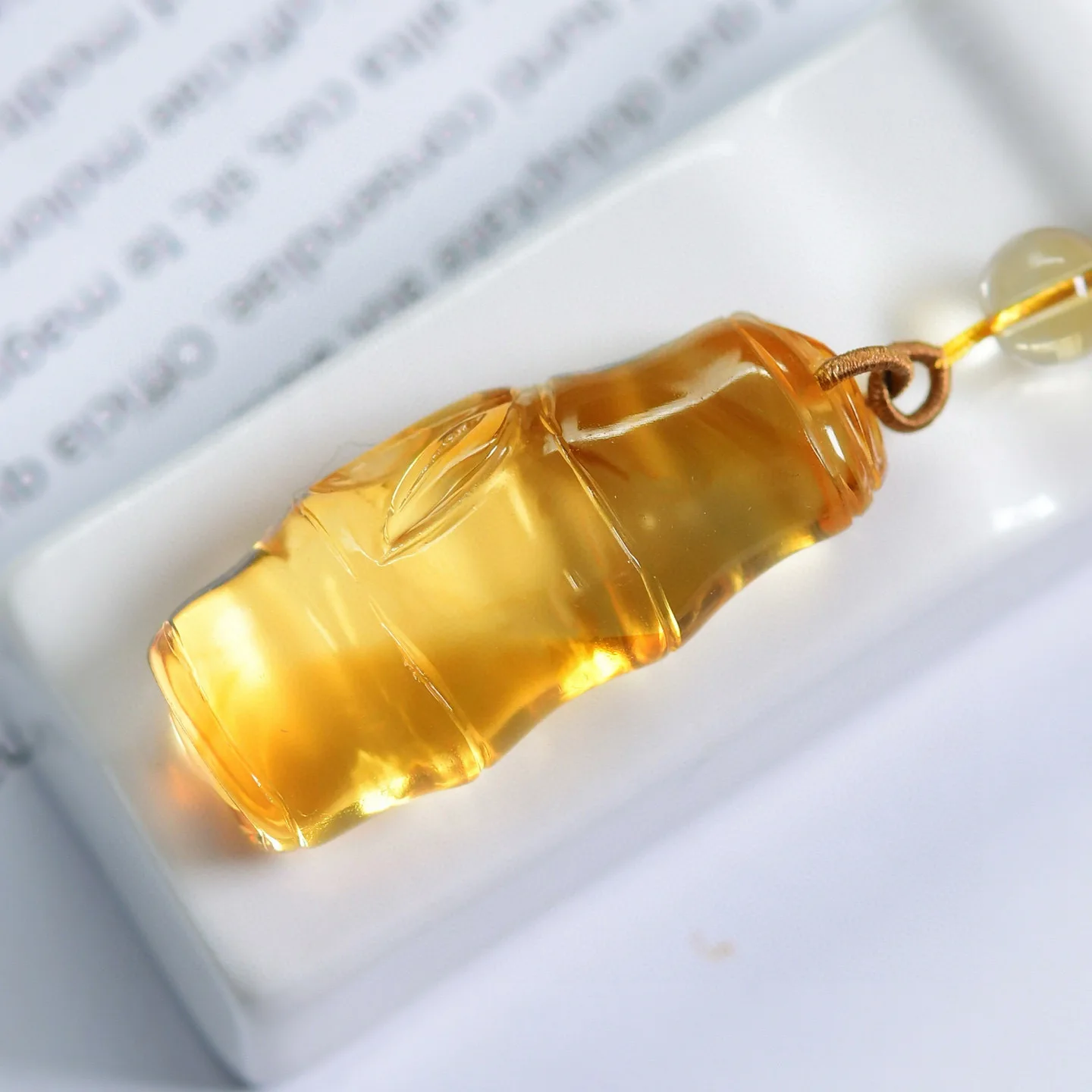 

Natural Yellow Citrine Quartz Pendant 42*19*13mm Bamboo Women Men Jewelry Citrine Wealthy Necklace AAAAA