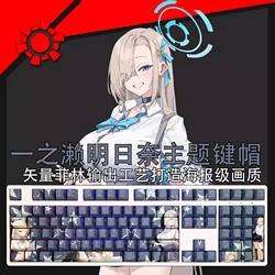 108 Keys/set Blue Archive Ichinose Asuna Keycap PBT Backlit Keycaps Cartoon Anime Gaming Key Caps For ANSI 61 87 104 Keyboards