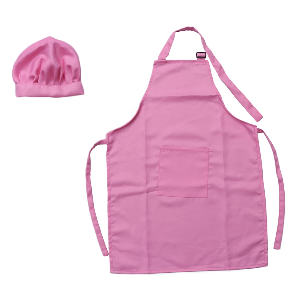 Ensemble de jeu de cuisine pour enfants, 2 pièces, cuisson, peinture, cadeau, tablier, chapeau, grand rose, épais, Durable, facile à nettoyer