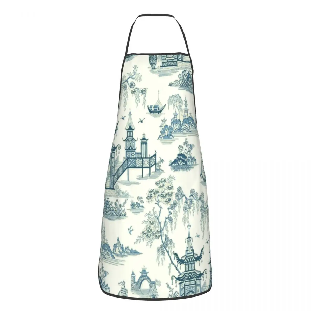 Oriental Pagoda Chinoiserie Vintage Temple Garden Bib Apron Men Women Unisex Kitchen Chef Tablier Cuisine for Cooking Baking