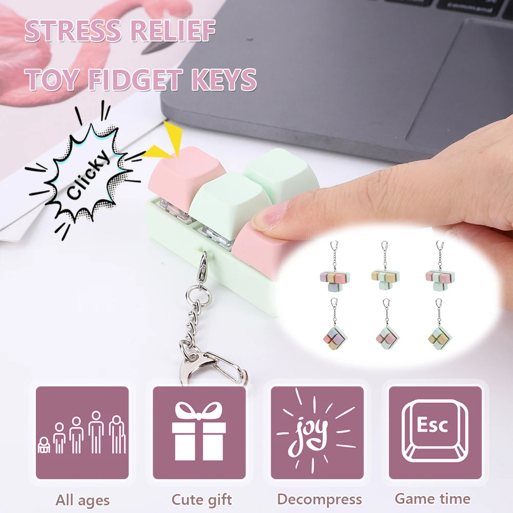 

Клавиатура-антистресс с 4 клавишами, DIY-кейкапы, кнопки-брелоки для снятия стресса, успокаивающие, для детей и взрослых