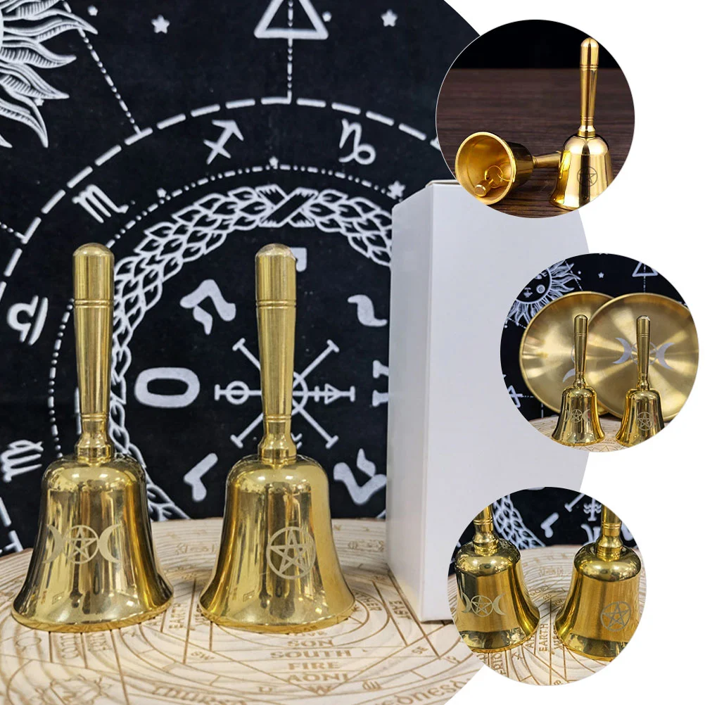 Mini Altar Bell Desktop Decoration Multi-functional Hand Decorative Handheld Witch Metal Bells Brass Craft