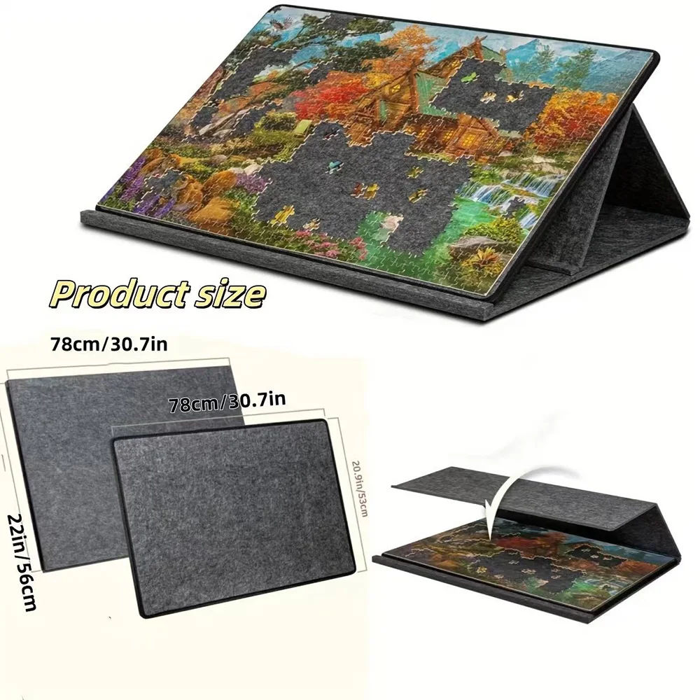 1000 Pieces Jigsaw Puzzle Table Board with Bracket Cover 6-category Tray Folding Portable Vertical Jigsaw Puzzle Pad Felt