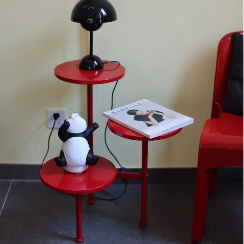 

MOMO Multi-layer Side Table Corner Side Table Simple Red Dopamine Metal Indoor Flower Stand Design Art