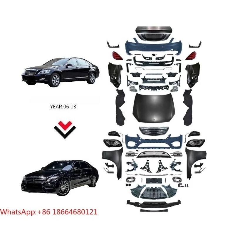 Conversion Kit Car Body W221 Upgrade to W222 Body Kits for   S450 Headlights Fenders Hood Car Bumper