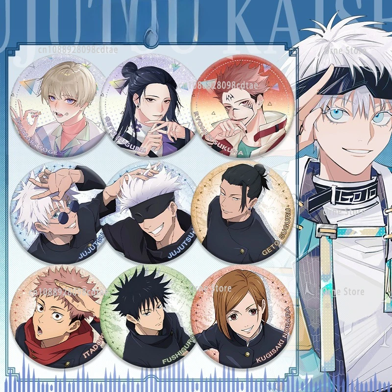 

58 мм новый дизайн аниме Gojo Satoru Jujutsu Kaizan жесть лазерный круглый значок рюкзак ролевая игра Хэллоуин Рождественский подарок