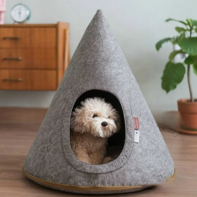 New Felt Cat and Dog Kennel Removable Washable Breathable Folding Four Seasons Universal Pet Kennel Semi-enclosed Pet Dog Cat