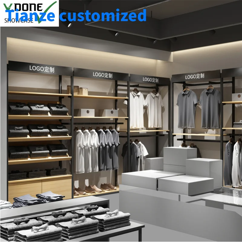 

[Customized] shopping mall clothes shop showcase clothing iron display shelf design