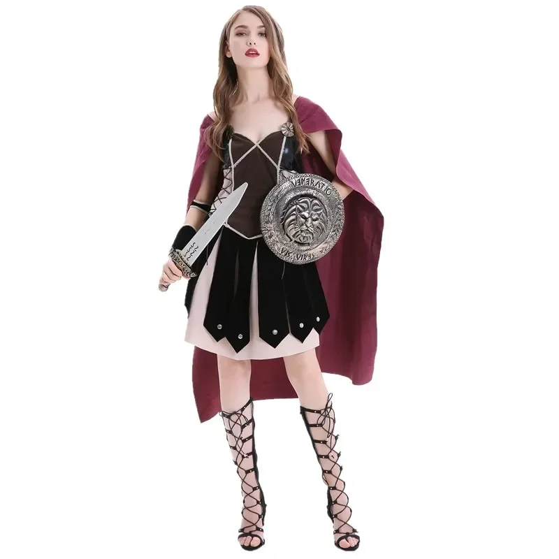 Volwassen Vrouwen Middeleeuwse Rome Zina Warrior Prinses Kostuum Halloween Carnaval Party Cosplay Romeinse Sparta Gladiator Jurk