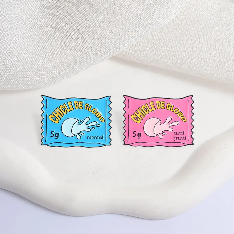 Broches de metal esmaltados con temática de dulces de dibujos animados, diseño de chicle de globo, insignia de solapa de moda, regalo de joyería para mochilas, ropa y amigos