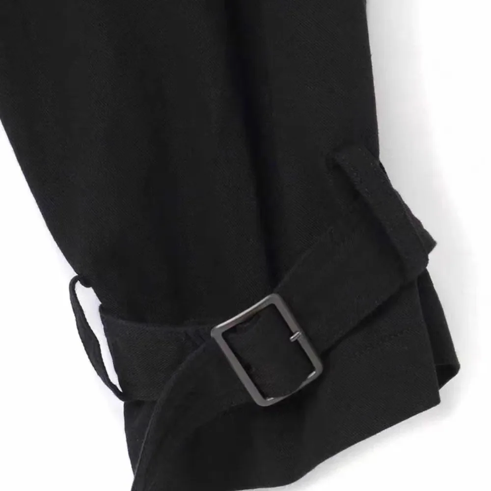 High Street Elastic Waist Pants Men's Dark Style Ankle Pants with Multiple Pockets Streetwear Casual Loose Pants