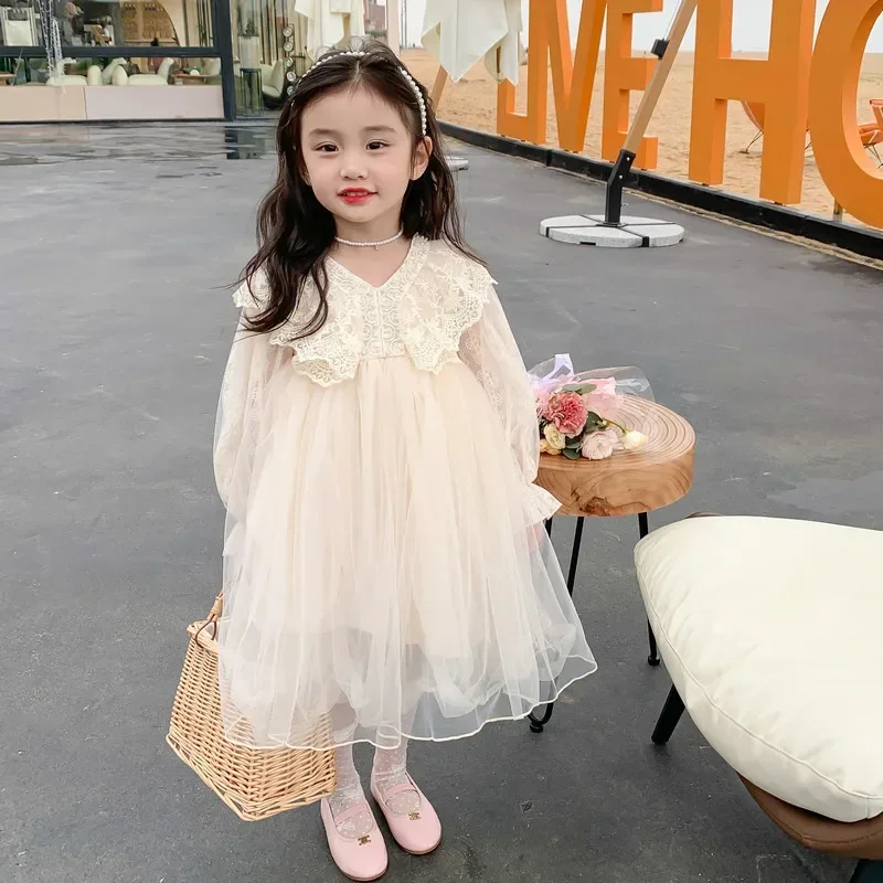 Autumn Winter girls dress birthday party baby long sleeve dress lace princess dress children clothes 2-8 years kids clothing