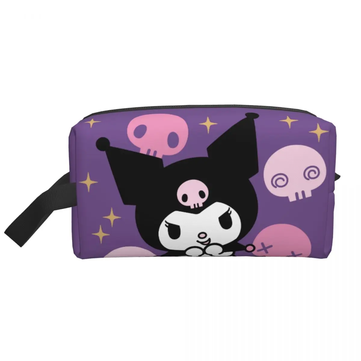 Custom Travel Cartoon Kuromi Skull Toiletry Bag Cute Rabbit Anime Makeup Cosmetic Organizer Women Beauty Storage Dopp Kit Box