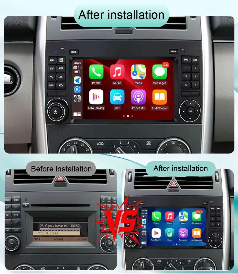 7“ Android 16 For Mercedes Benz B200 Vito W639 Viano B-Class W169 W245 GPS Navigation WiFi Bluetooth FM Touch Screen Car Stereo