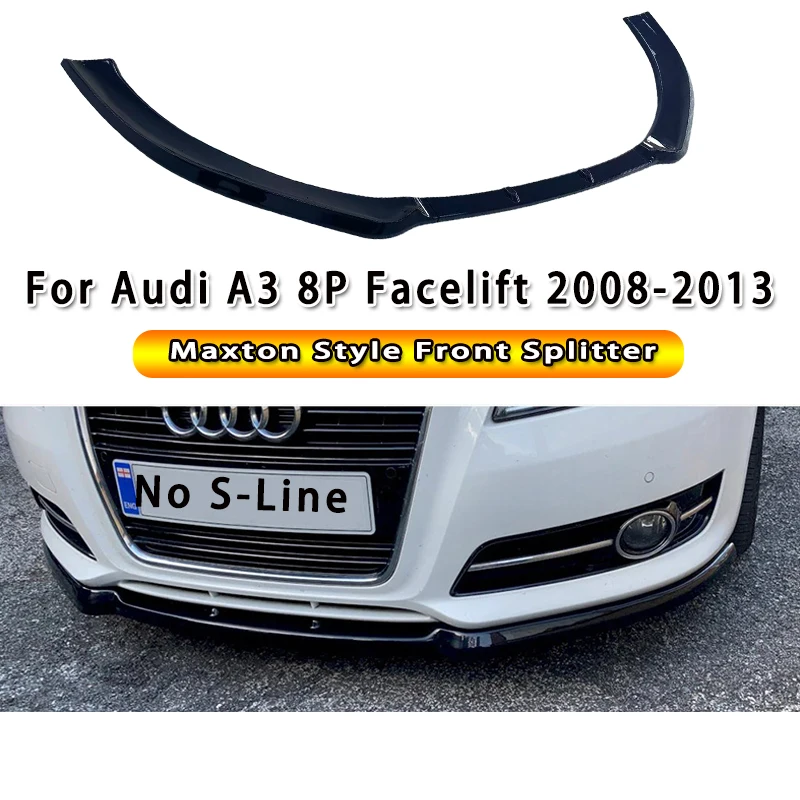Für Audi A3 8P Facelift Standard (OHNE S-Line) 2008-2013 Maxton Style Auto Frontstoßstange Splitter Spoiler Lippe Karosserie-Kit Tuning