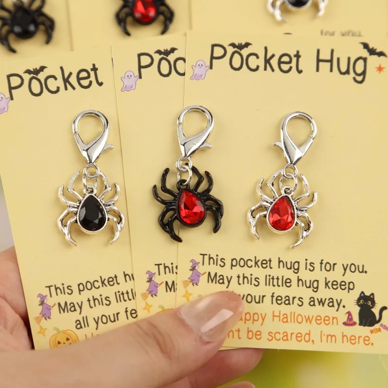 4/8A set of cool Halloween spider keychains  Includes a fun Halloween-themed greeting card Halloween party fun and quirky favors