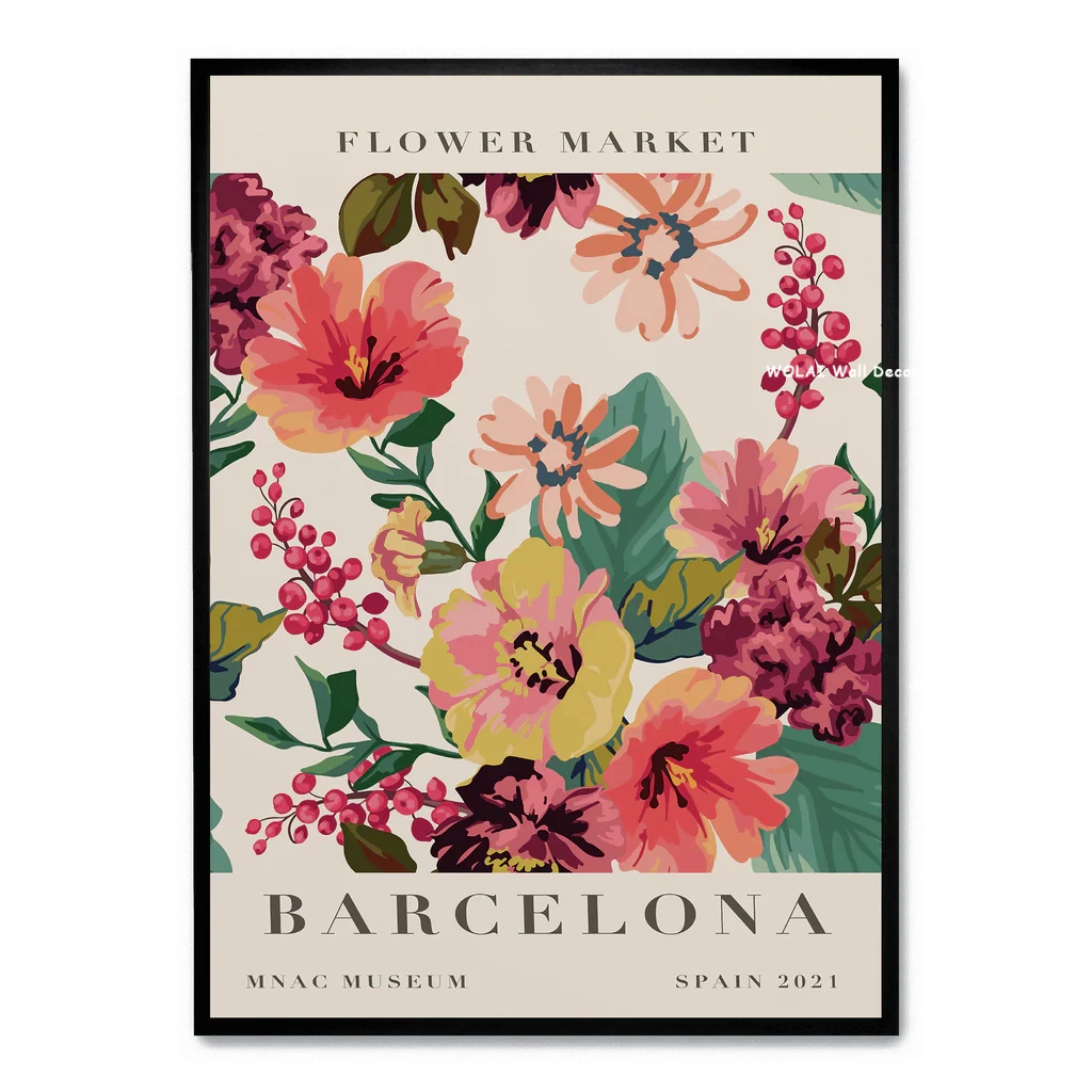 الربيع الياباني الزهور البرية طوكيو زهرة السوق قماش طباعة ستوكهولم زهرة زهرية الجدار ملصق فني لغرفة المعيشة ديكور المنزل #3