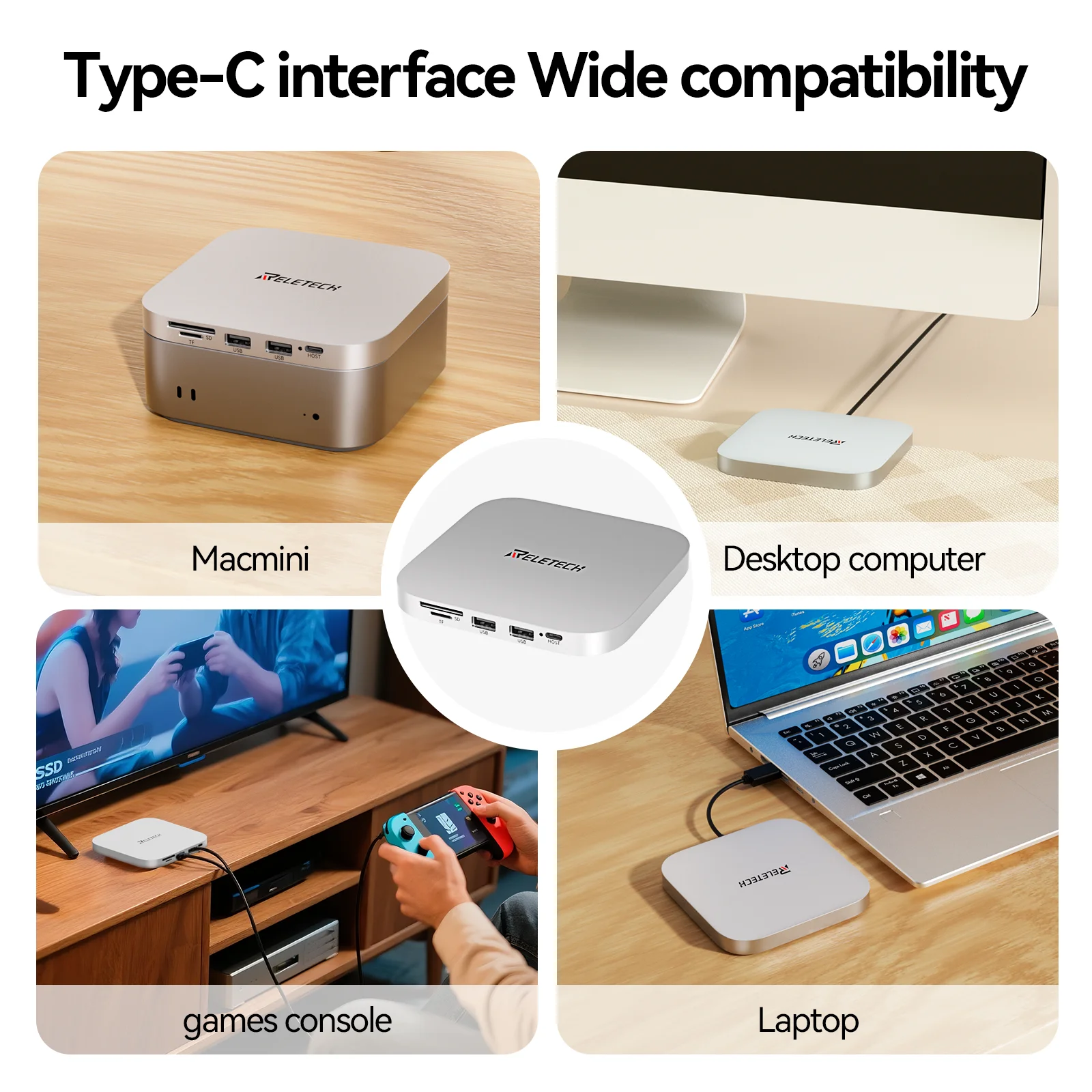 Reletech MacMini M4 Desktop portátil SSD USB4 40Gbps PSSD Armazenamento de expansão externa
