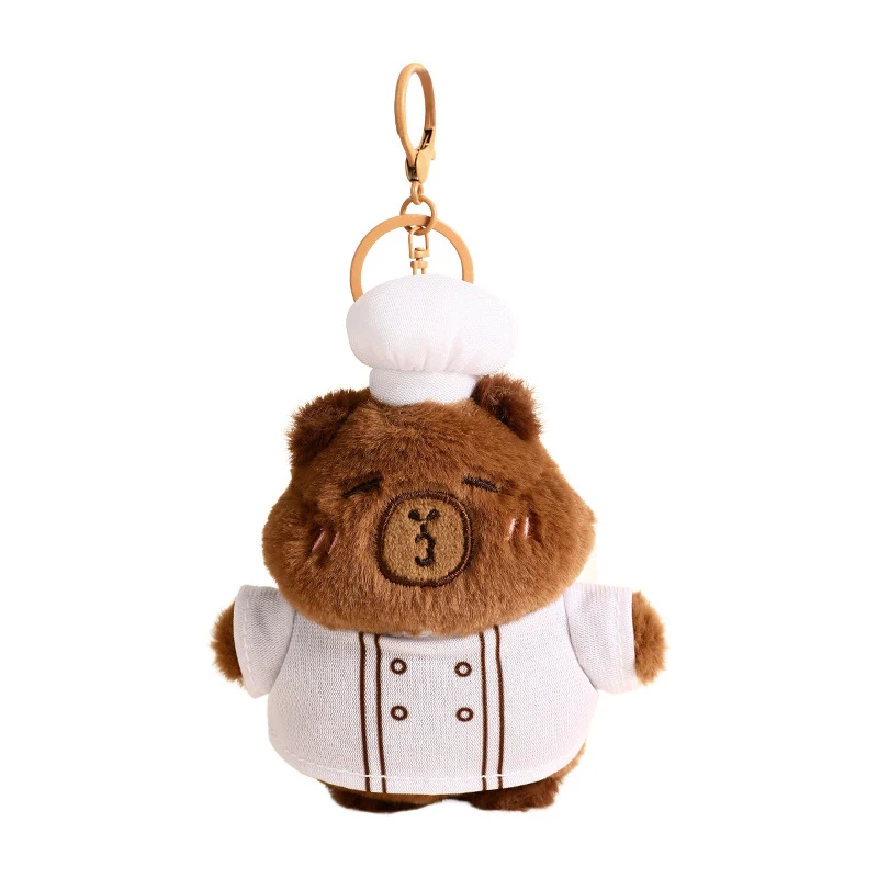 Creative Plush Toy Professional Firefighter Chef Plicemen Capybara Doll Keychain Charms Backpack Hanging Decoration Gifts