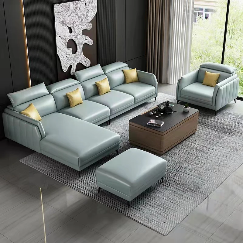 

#Italian Light Luxury Type Modern Design Couch Living Room Furniture Sofa Set Pine Wood Frame I Shape Sectional Sofa