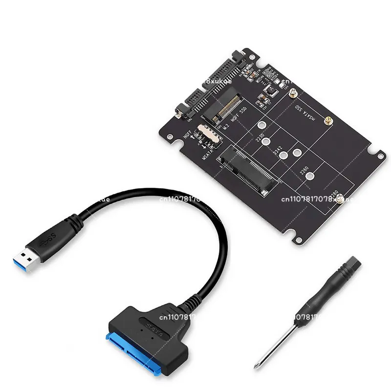M.2 NGFF MSATA 2-in-1 To SATA Serial Port USB3.0 Adapter Box Cable SSD Solid State Drive Box Cover
