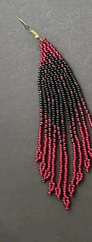 

Bohemia Alloy Beaded Earrings with Hand-Woven Tassel Retro Trend Pattern Simple Female Rice Bead Earrings