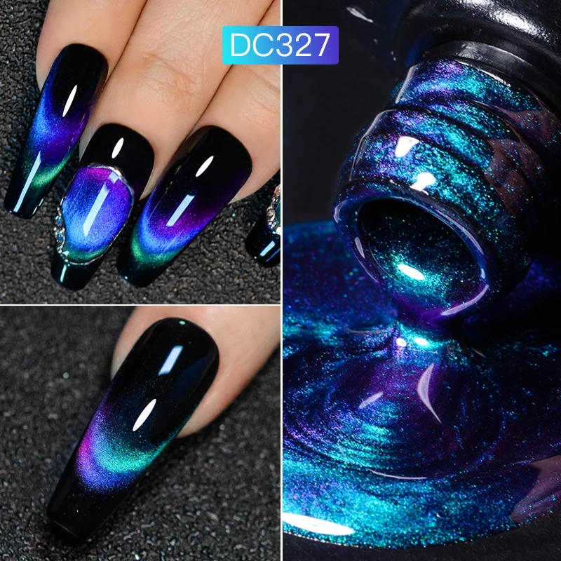 Mtssii 7ml Sparkling Rainbow Cat Magnetic Nail Gel Polish Blue Purple Double Light Reflective Glitter Colorful Laser Nail Gel