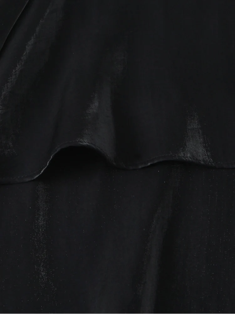 Primavera outono o pescoço manga longa tecido brilhante em camadas decoração camisas pulôver feminino blusas elegantes feminino casual wear