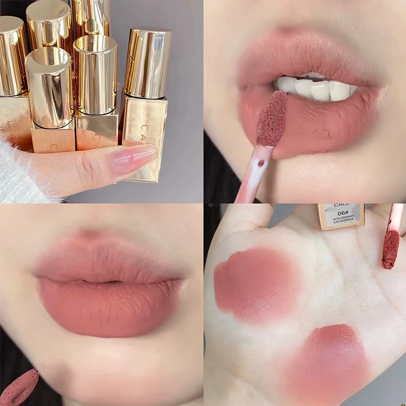 CACE Gold Tube Matter Lip Mud Moisturizing Long Lasting Liquid Lipstick Soft Mist Silky Lipgloss Tint Natural Makeup For Women