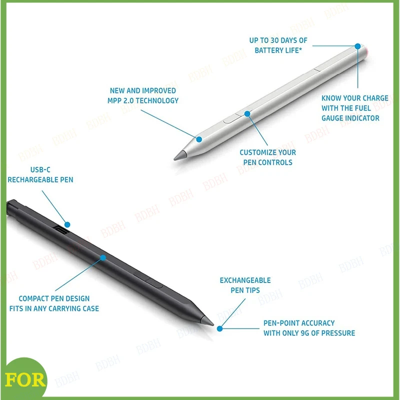 4096 Authentic Stylus Pen Rechargeable Tilt Pen For HP ENVY Spectre Pavilion X360 Convertible 2-in-1 Laptops Pens MPP 2.0 USB-C view 4