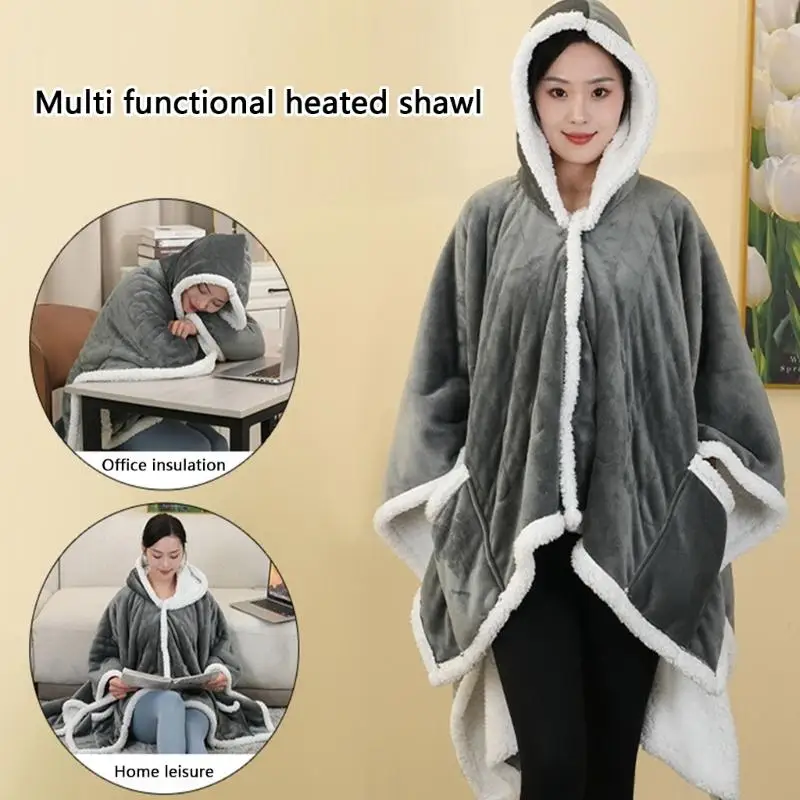

Heated Wearable Shawl For Home Office Use Soft Fleece Electric Heating Blanket With Overheating Protections Technology 87HA