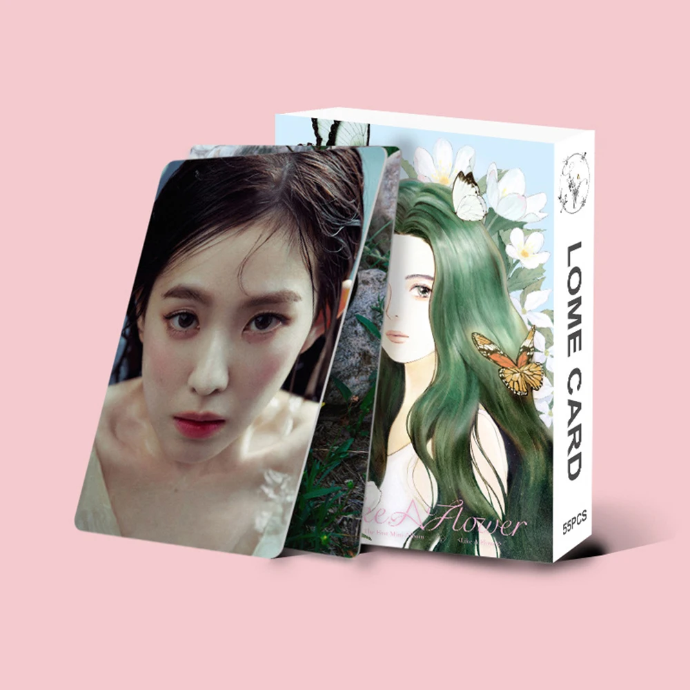 55Pcs/Set KPOP IRENE SOLO Album Like A Flower HD Photocards Double Sides LOMO Card INS Style Boxed Postcard Fans Gift Collection