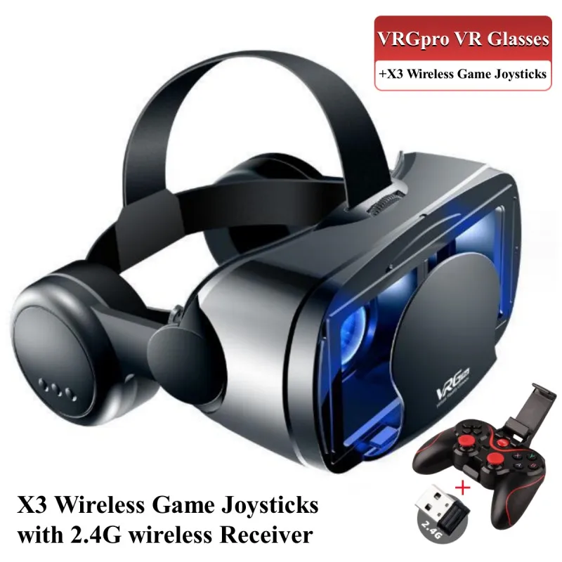 ไร้สาย Virtual Reality VR แว่นตา IMAX หน้าจอขนาดใหญ่ 3D ภาพยนตร์ Google กล่องกระดาษแข็ง VR ชุดหูฟังสําหรับ 5-7 "โทรศัพท์ + 2.4G จอยสติ๊กเกม