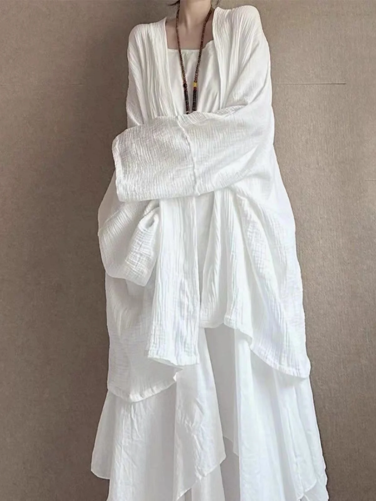 سترة مفتوحة من القطن والكتان واسعة Sve من Zen للتأمل تاي تشي Jaet سترة واقية صينية فنية ذات لون بارد