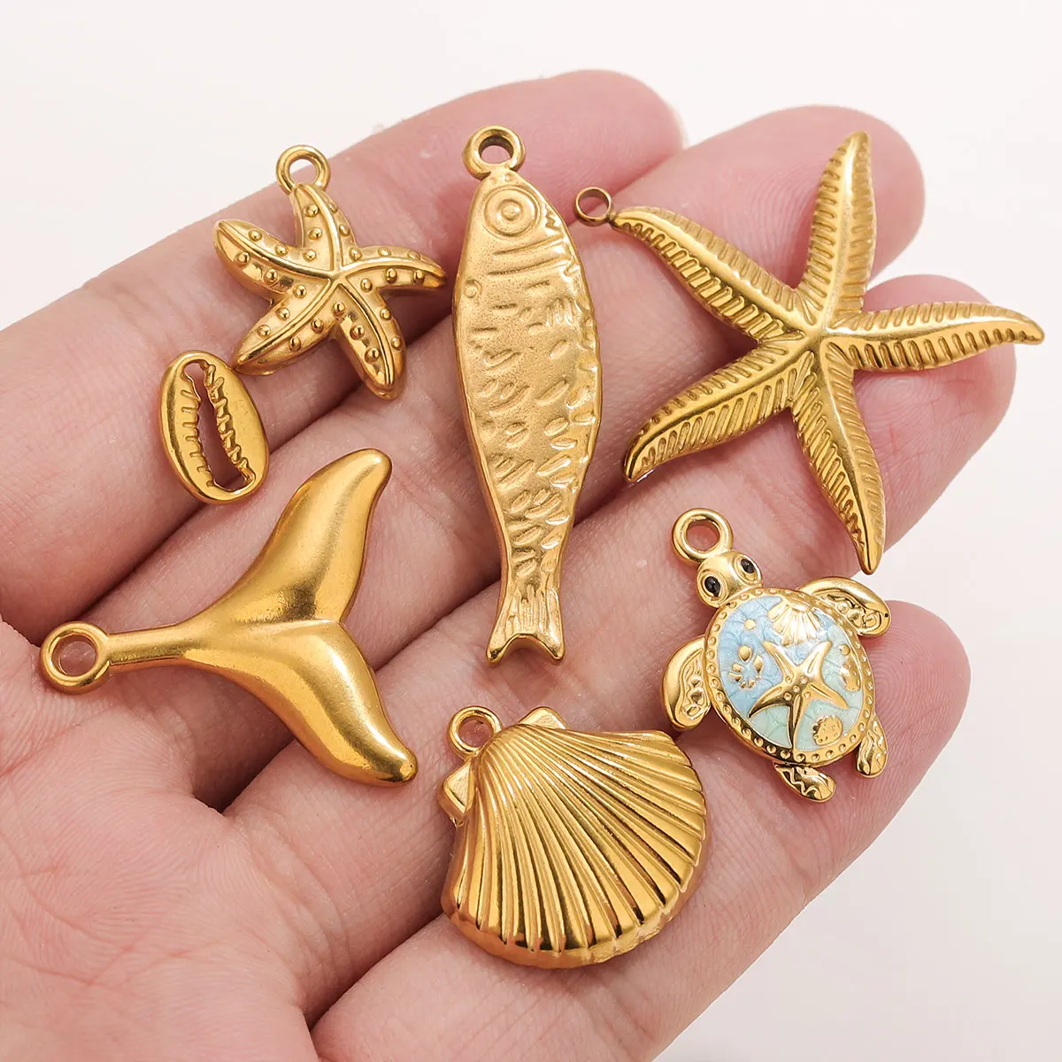 5pcs Golden Stainless Steel Pendants DIY Jewelry Accessories Connectors for Women's Necklace Earring Making Jewelery Materials image 3