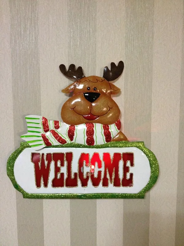 Iron ornaments/Elk and LED lights wall decorations WELCOME Christmas and birthday gifts